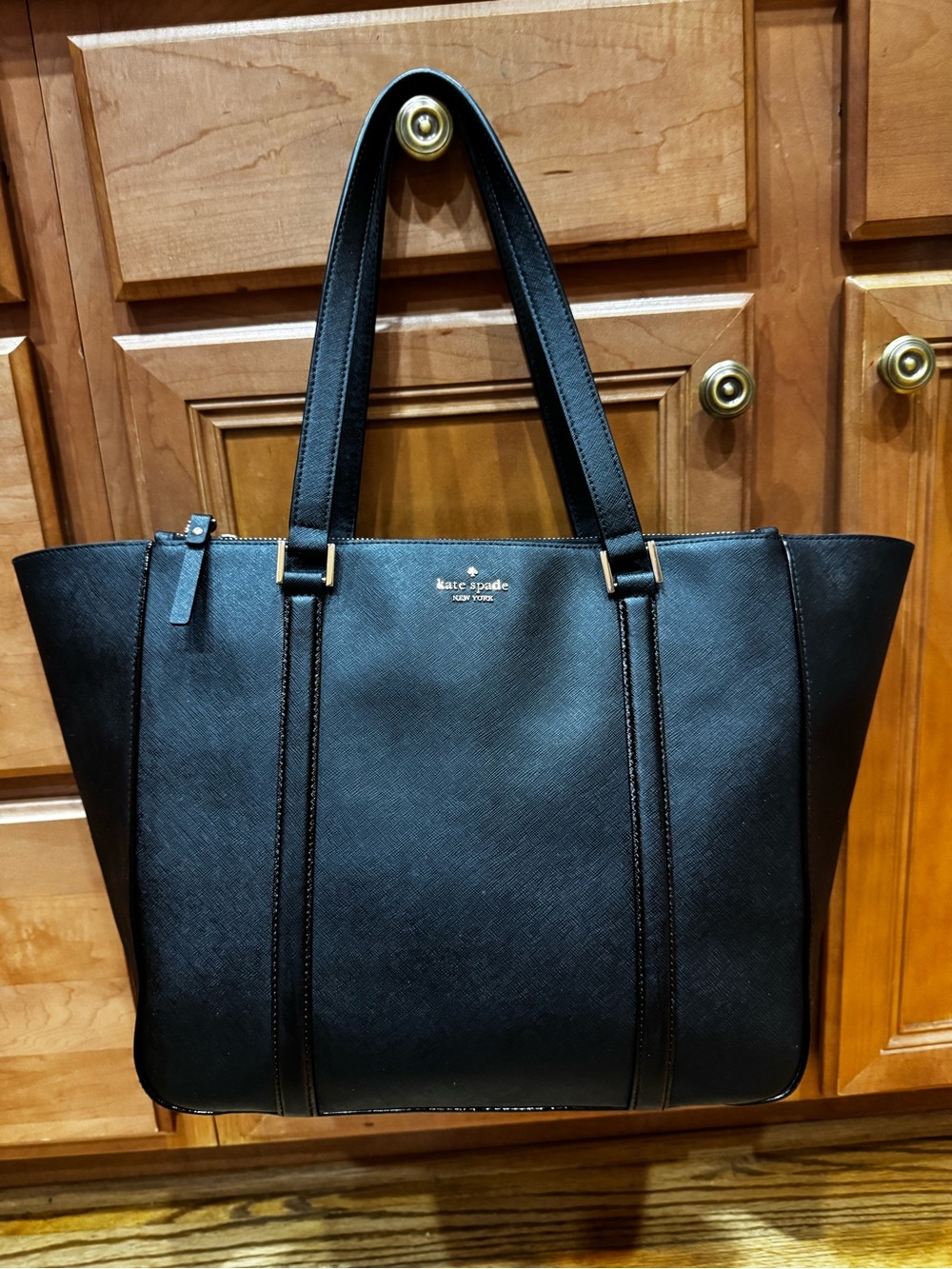 kate spade Black Saffiano Leather with Glossy Trim